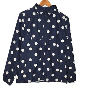 Herschel Supply Womens Navy Blue Polka Dot Windbreaker Rain Jacket Small